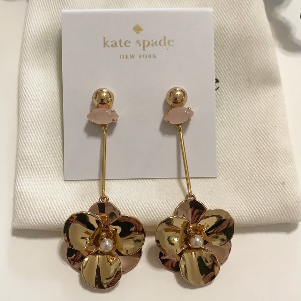 Kate Spade Gold Rose (Pick A Posy) Linear Earrings